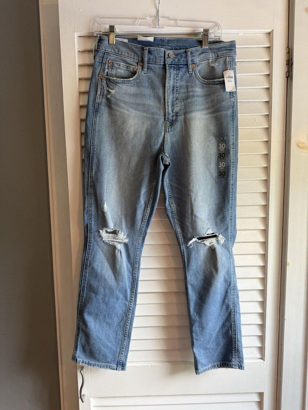 NWT Gap Women's Vintage Slim High Rise Jeans Sz 10R 30 Blue Distressed Denim 10